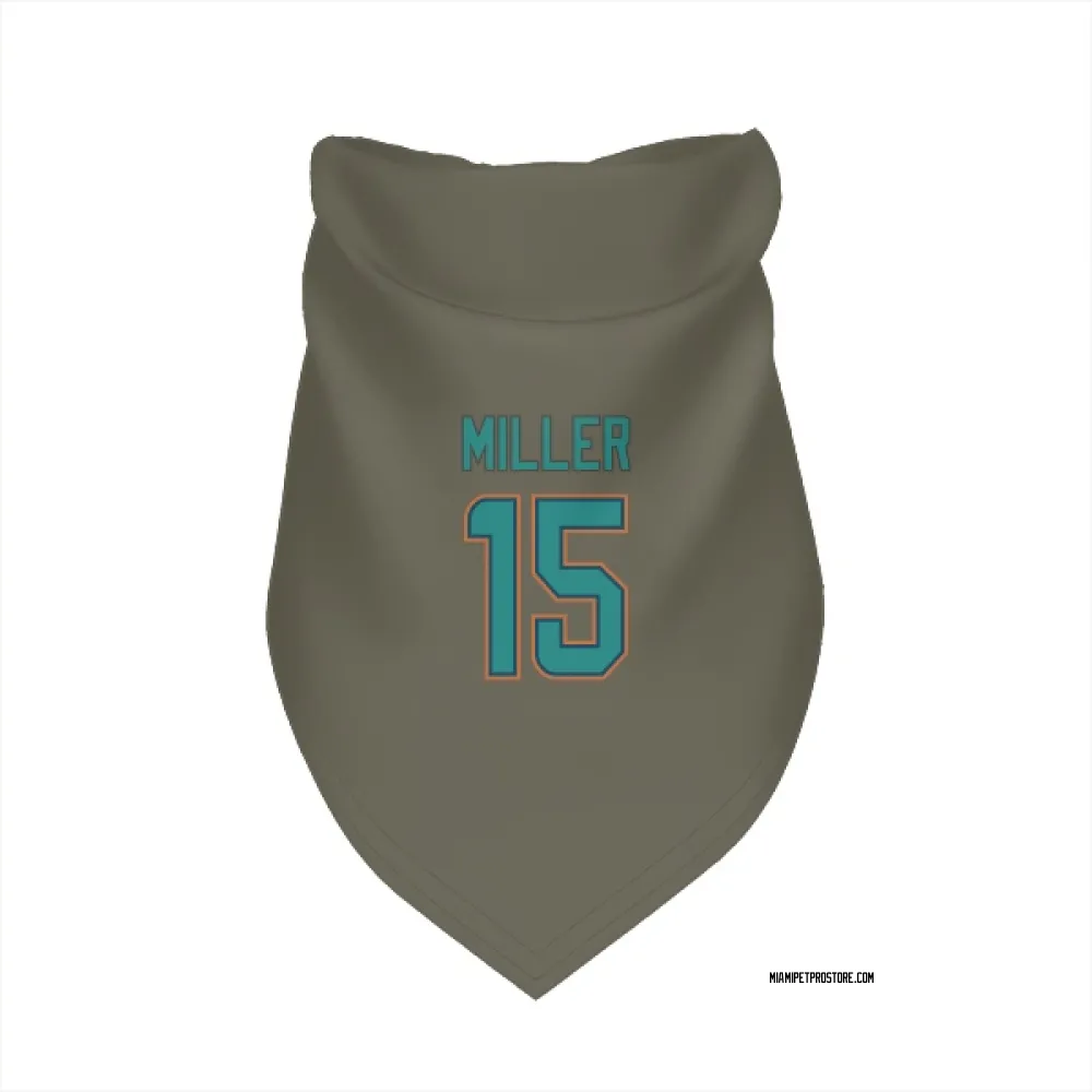 Miami Dolphins Cam Miller Olive Pet Bandana for Dog & Cat