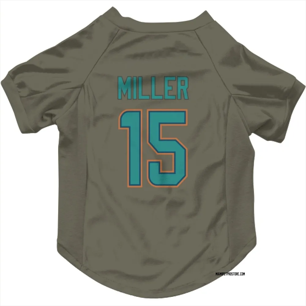 Miami Dolphins Cam Miller Olive Pet Jersey for Dog & Cat