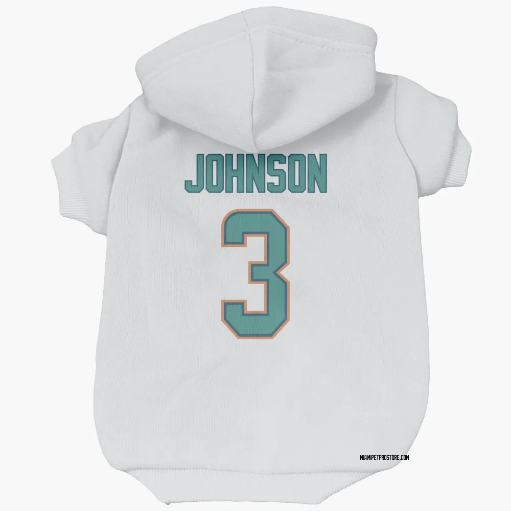 Miami Dolphins Chris Johnson White Pet Hoodie for Dog & Cat