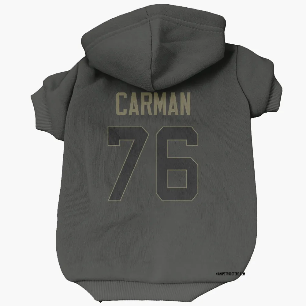 Miami Dolphins Jackson Carman Black Service Pet Hoodie for Dog & Cat