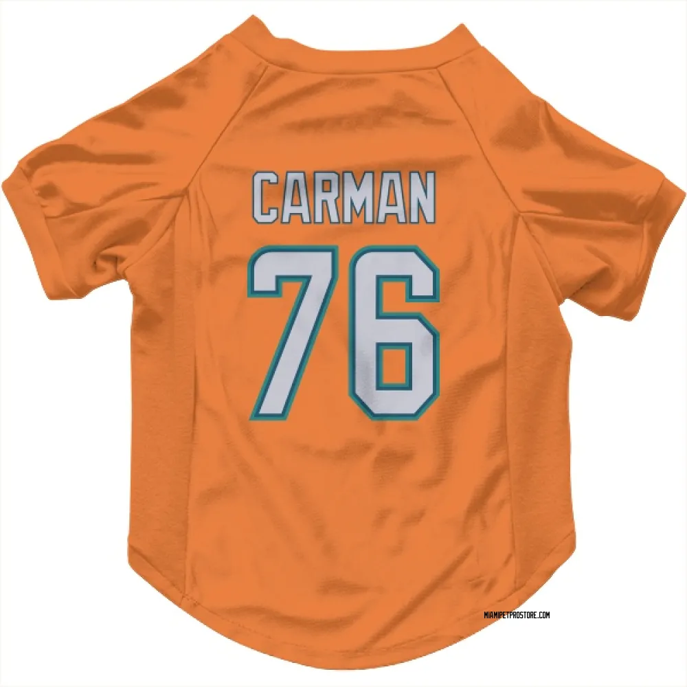 Miami Dolphins Jackson Carman Orange Pet Jersey for Dog & Cat