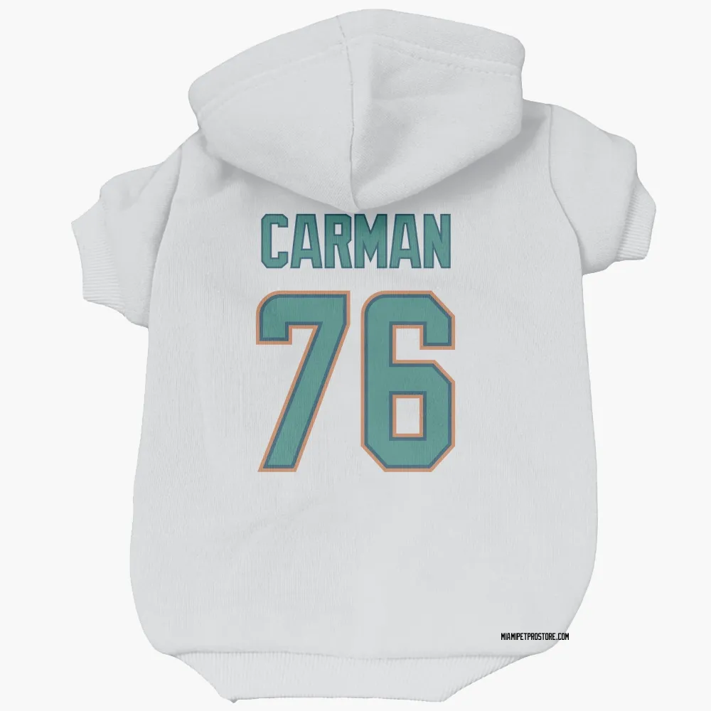 Miami Dolphins Jackson Carman White Pet Hoodie for Dog & Cat