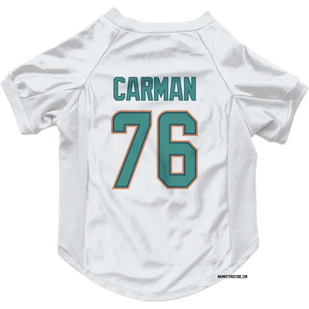 Miami Dolphins Jackson Carman White Pet Jersey for Dog & Cat