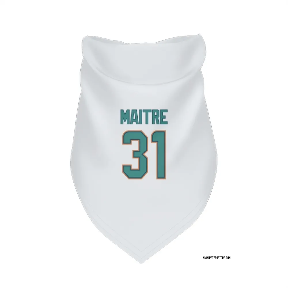 Miami Dolphins Jason Maitre White Pet Bandana for Dog & Cat