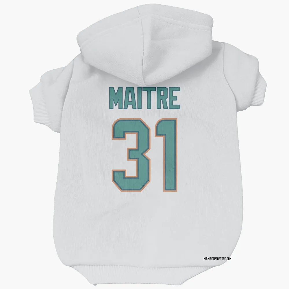 Miami Dolphins Jason Maitre White Pet Hoodie for Dog & Cat
