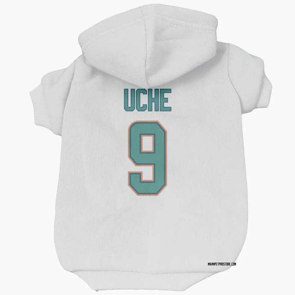 Miami Dolphins Joshua Uche White Pet Hoodie for Dog & Cat