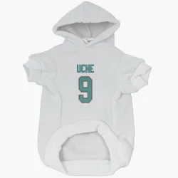 Miami Dolphins Joshua Uche White Pet Hoodie for Dog & Cat
