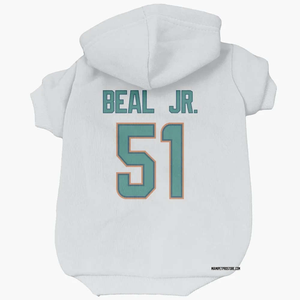 Miami Dolphins Robert Beal Jr. White Pet Hoodie for Dog & Cat