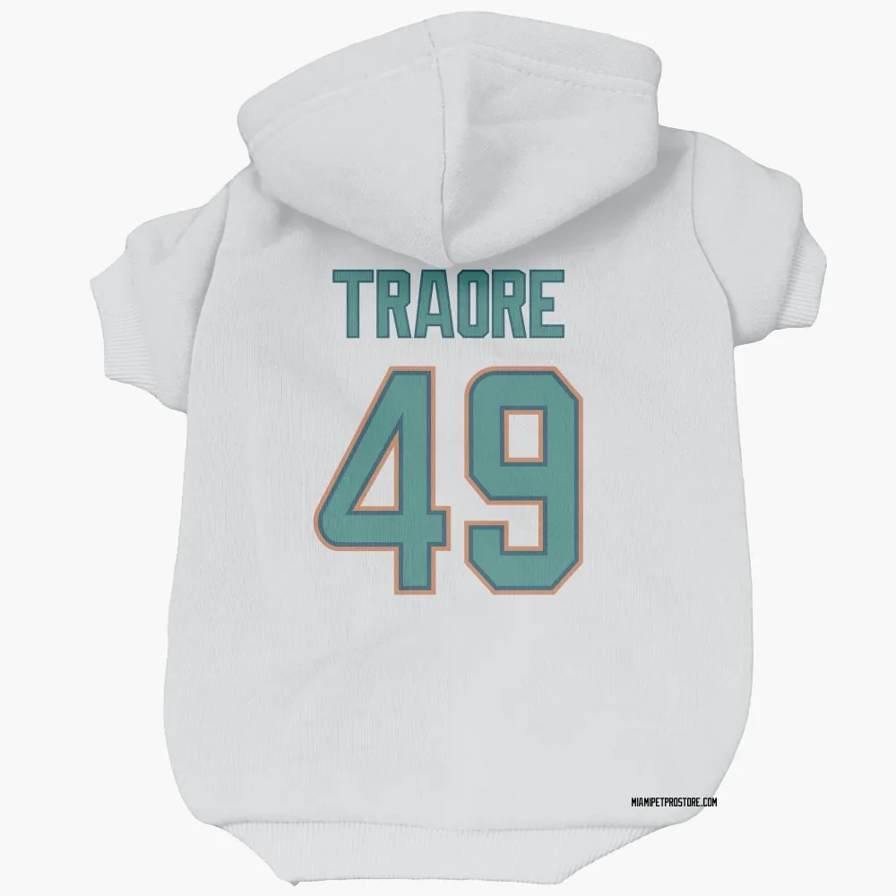 Miami Dolphins Seydou Traore White Pet Hoodie for Dog & Cat