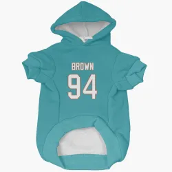 Miami Dolphins Shakel Brown Aqua Pet Hoodie for Dog & Cat
