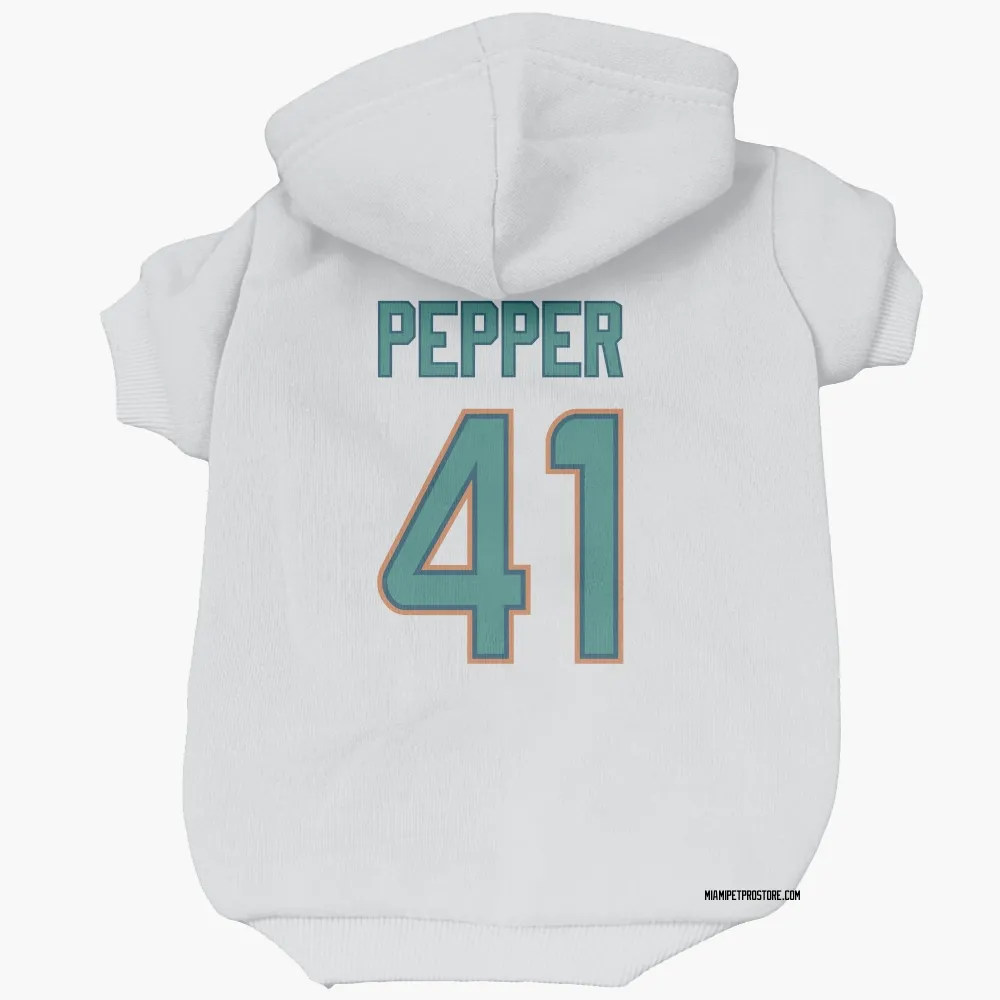 Miami Dolphins Taybor Pepper White Pet Hoodie for Dog & Cat
