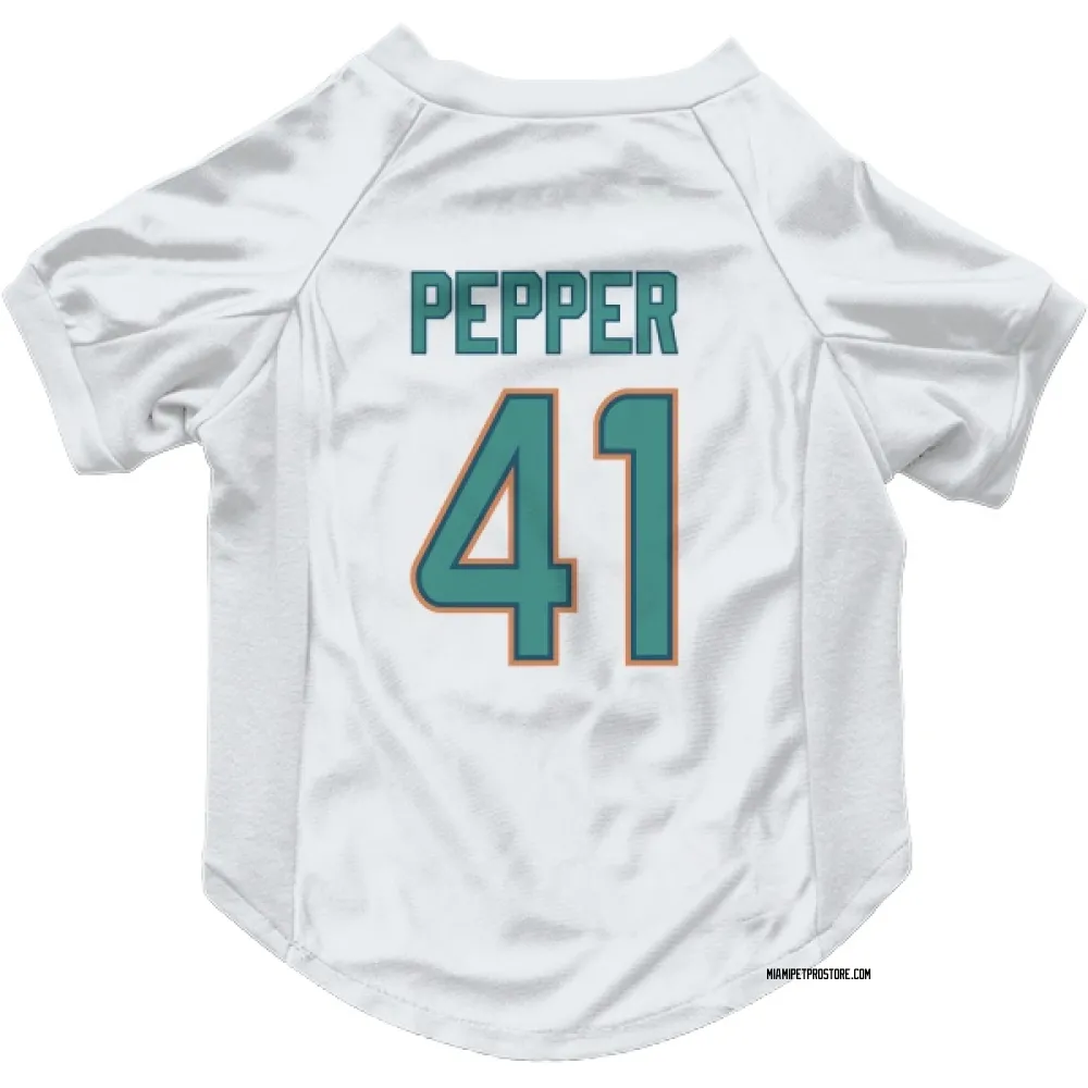 Miami Dolphins Taybor Pepper White Pet Jersey for Dog & Cat