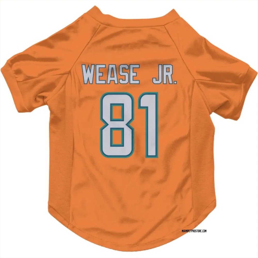 Miami Dolphins Theo Wease Jr. Orange Pet Jersey for Dog & Cat