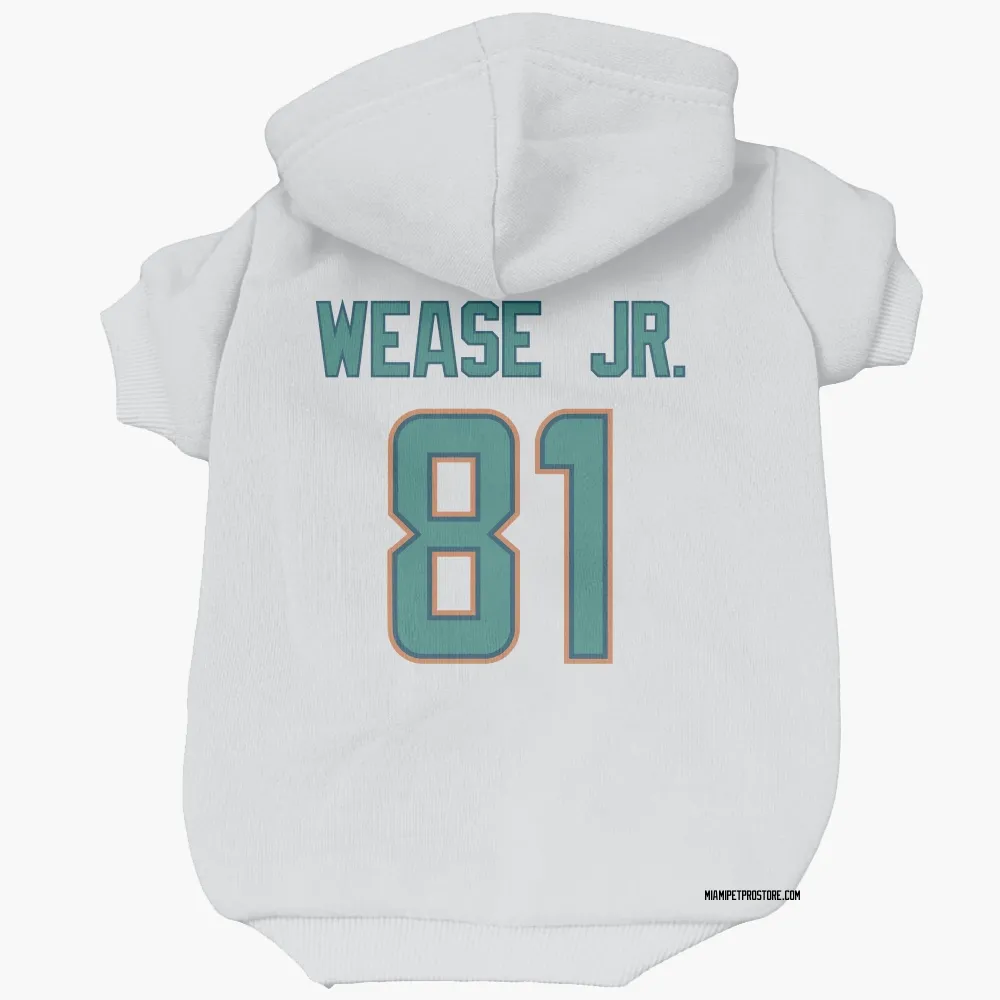 Miami Dolphins Theo Wease Jr. White Pet Hoodie for Dog & Cat