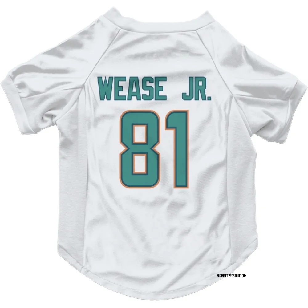 Miami Dolphins Theo Wease Jr. White Pet Jersey for Dog & Cat