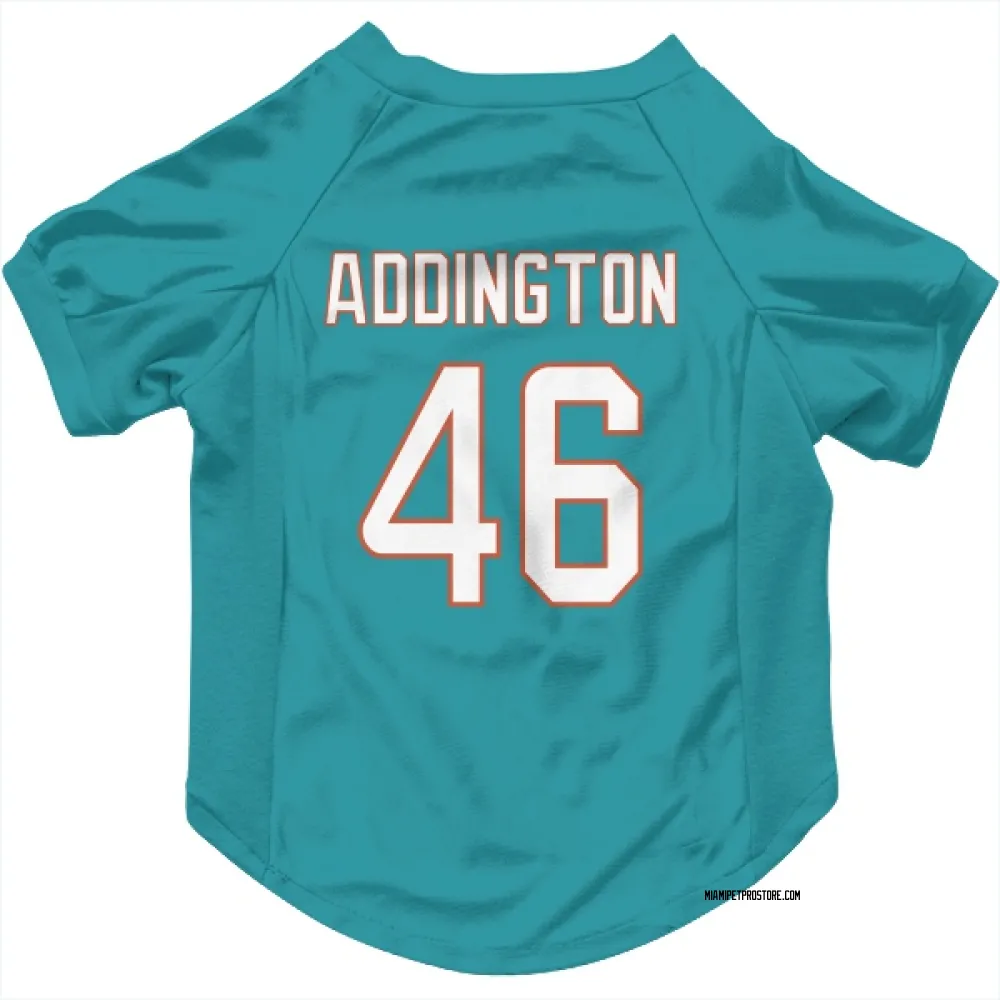 Miami Dolphins Tucker Addington Aqua Pet Jersey for Dog & Cat