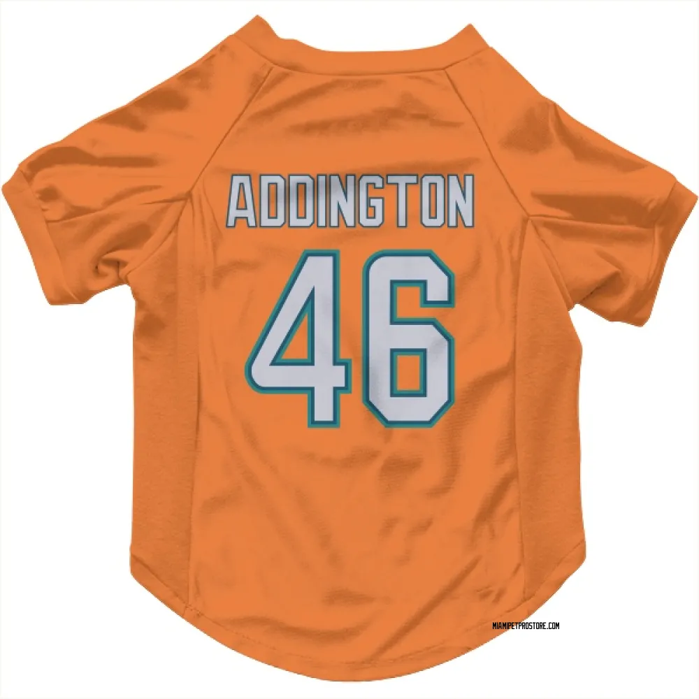 Miami Dolphins Tucker Addington Orange Pet Jersey for Dog & Cat