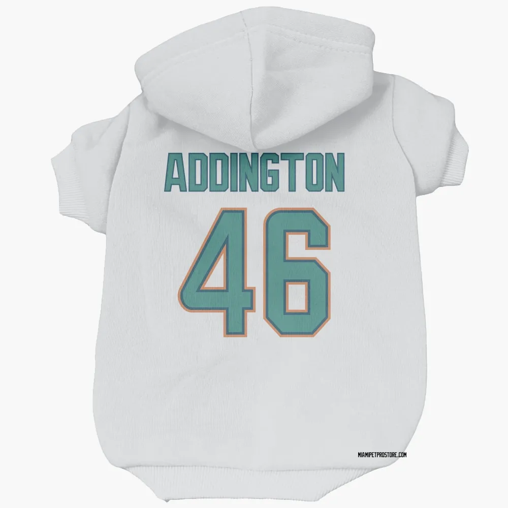 Miami Dolphins Tucker Addington White Pet Hoodie for Dog & Cat