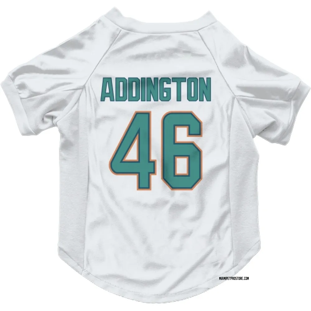 Miami Dolphins Tucker Addington White Pet Jersey for Dog & Cat