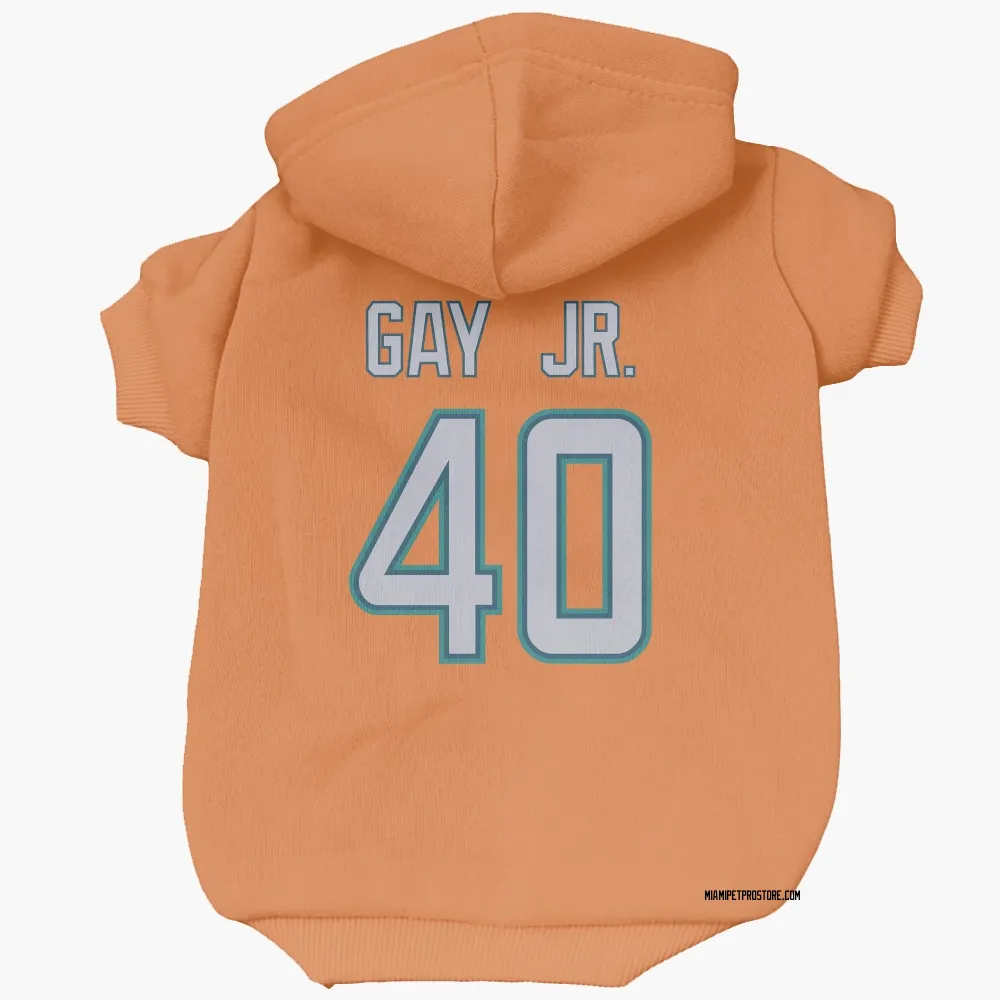Miami Dolphins Willie Gay Jr. Orange Pet Hoodie for Dog & Cat