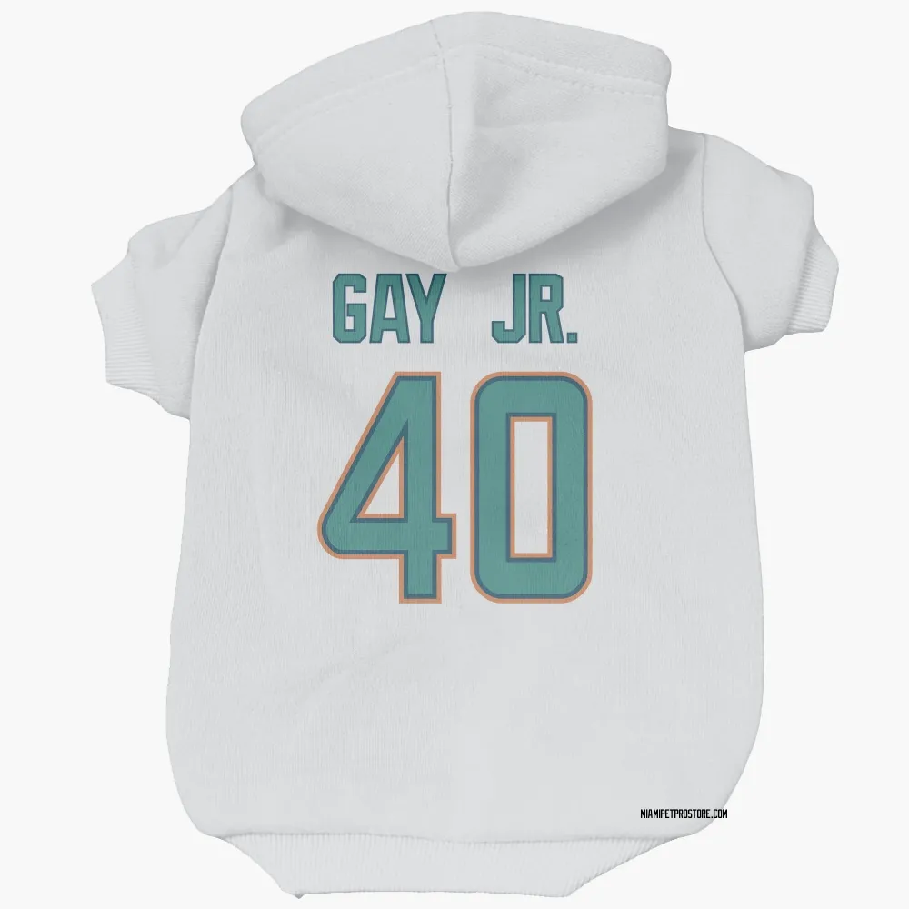 Miami Dolphins Willie Gay Jr. White Pet Hoodie for Dog & Cat